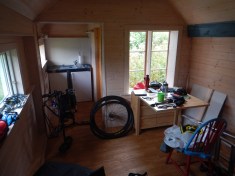 Tiny living room and doctoring the bike