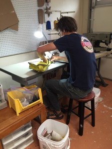 Nick bringing a frame bag to life