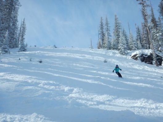 Brie heading through some fresh powder!
